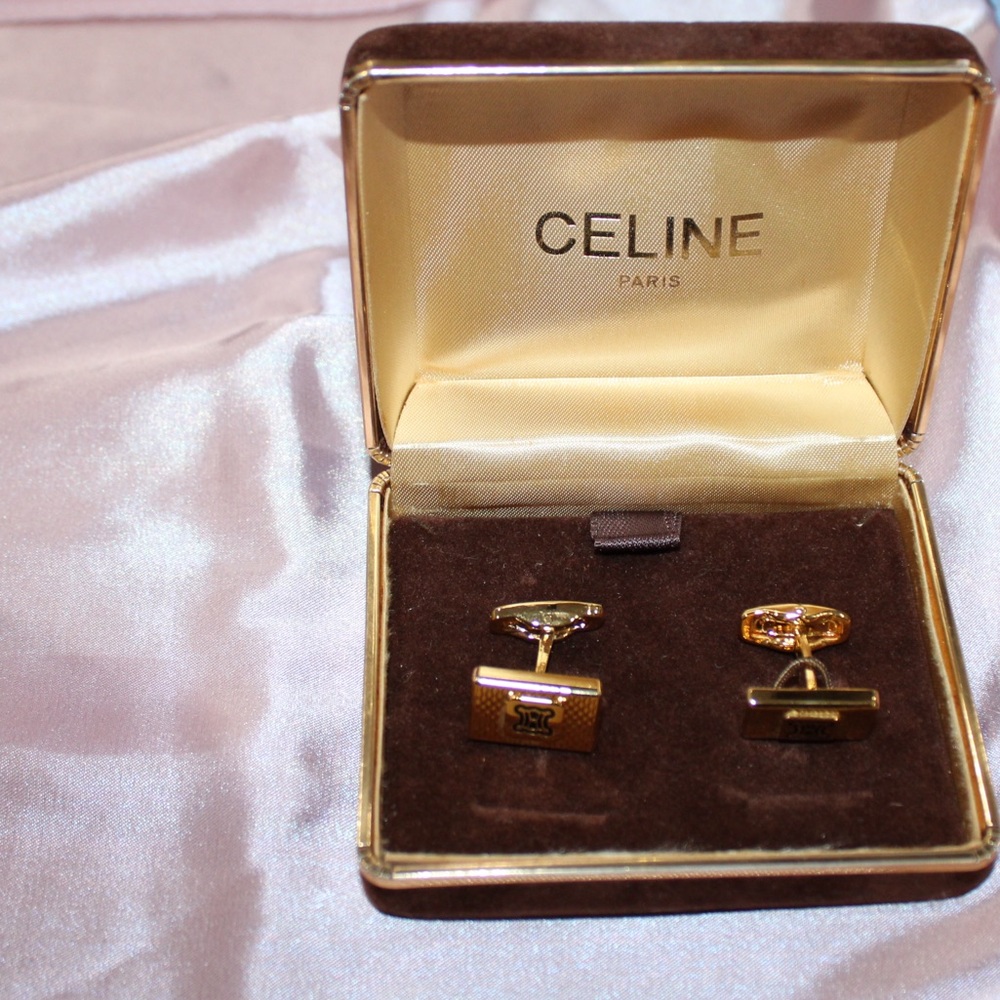 CELINE Gold Cufflinks Vintage in GREAT condition - Picture 4 of 14